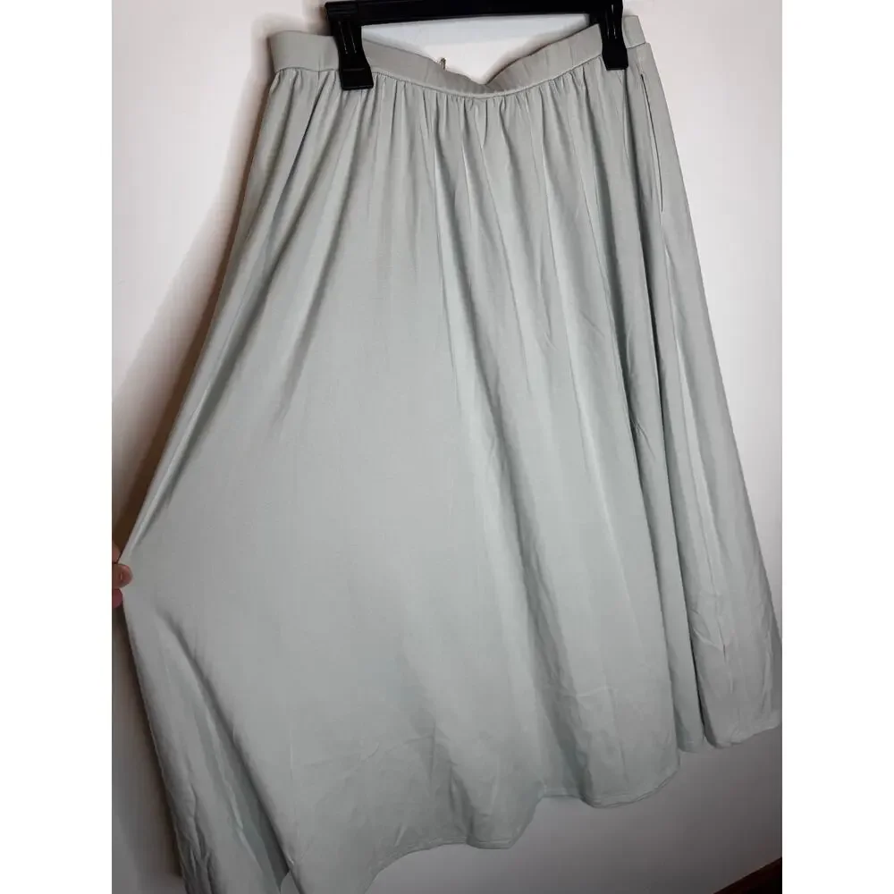 OGL Move Gray Maxi Skirt Long Flowy High Rise Elastic Waist Pockets Size L